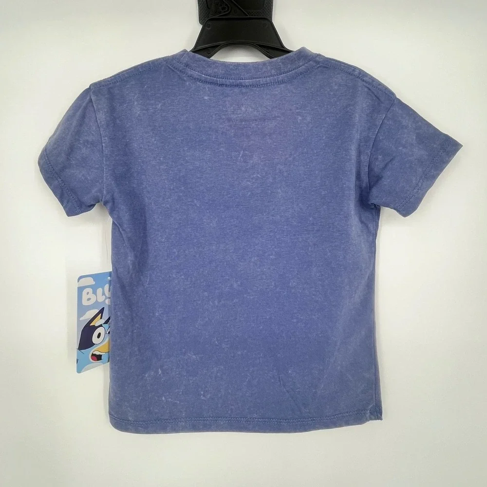 NWT Bluey Graphic T-Shirt Kids 3T Blue‎ Mineral Wash Bingo Short Sleeve Cartoon